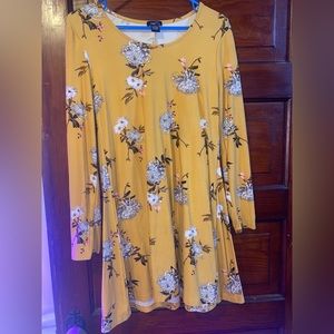 RUE 21 Yellow Floral Long-Sleeve Dress